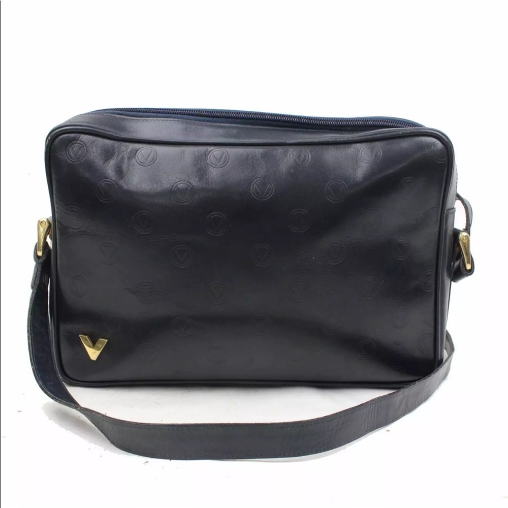 Valentino Deep Blue Leather Shoulder Bag